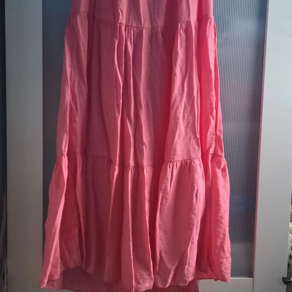 Pink Ruffled V-Neck Dress - Picture 3 of 4